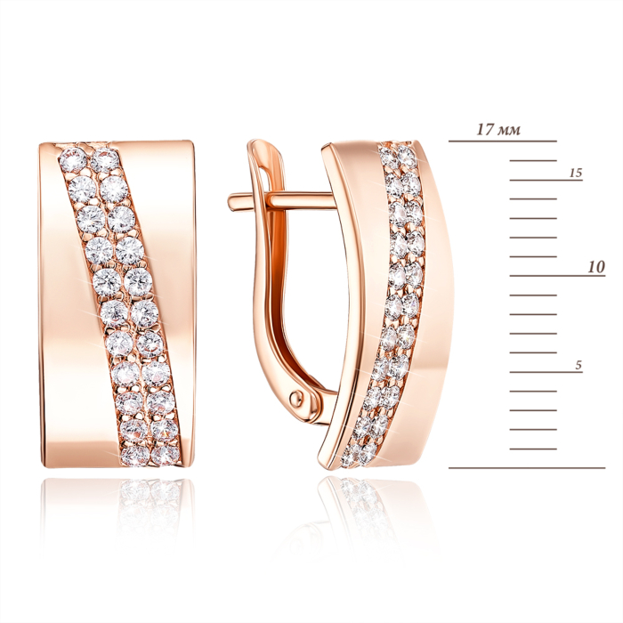 Золотые серьги с фианитами. Артикул 22074/01/0/3