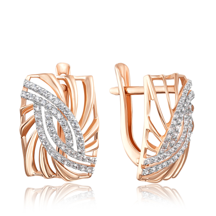 Золотые серьги с фианитами. Артикул 22164/01/1/42