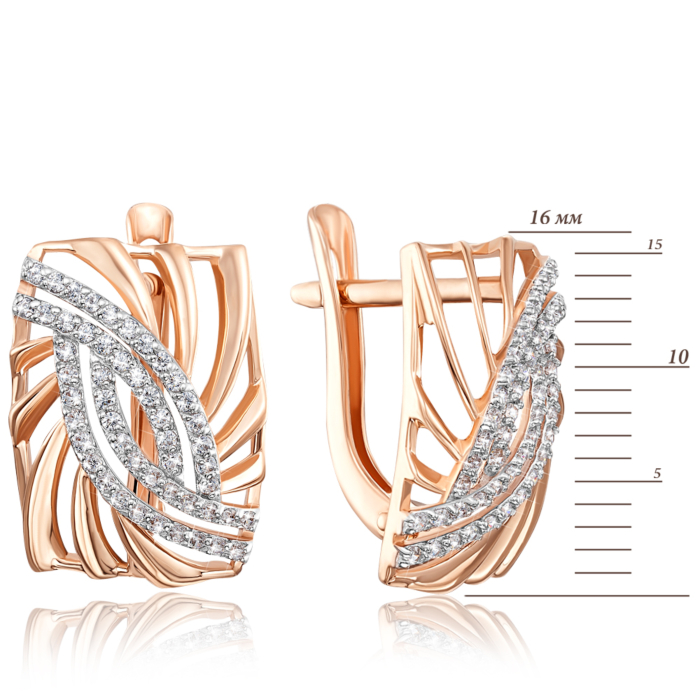 Золотые серьги с фианитами. Артикул 22164/01/1/42