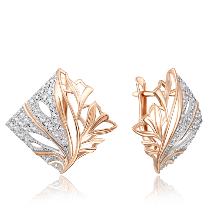 Золоті сережки з фіанітами. Артикул 22216/01/1/13