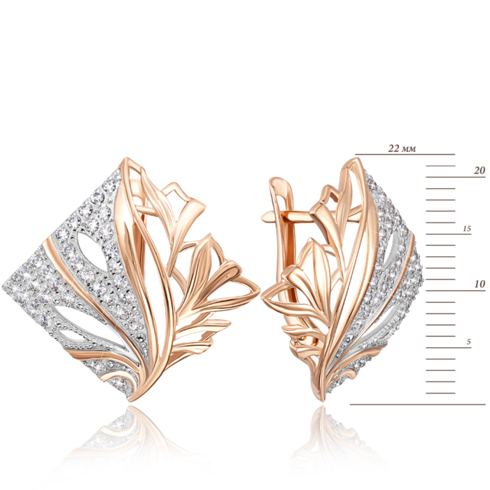 Золоті сережки з фіанітами. Артикул 22216/01/1/13