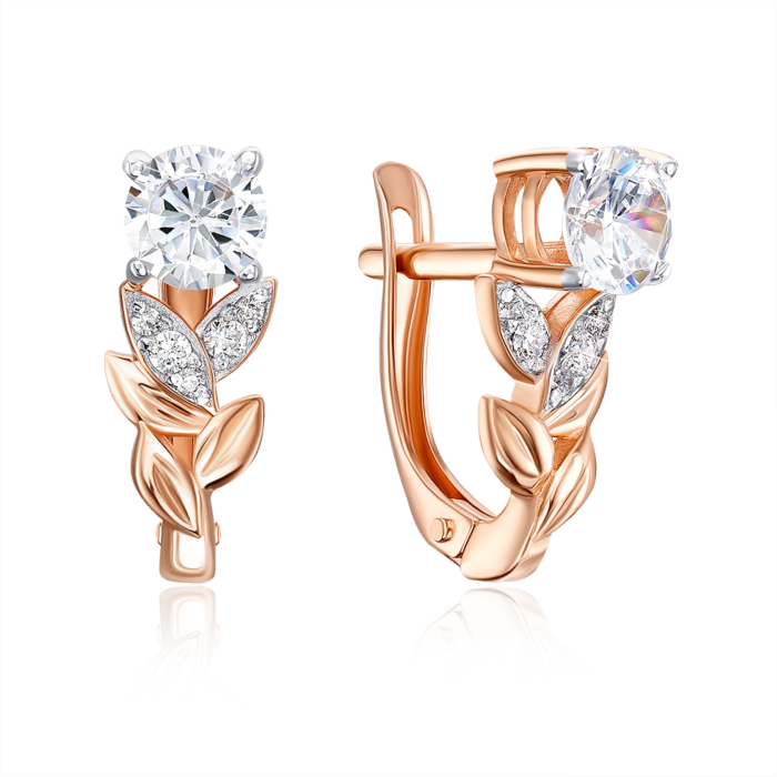 Золоті сережки з фіанітами. Артикул 22221/01/1/215