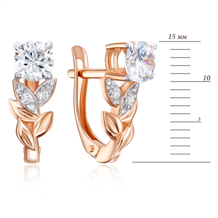 Золоті сережки з фіанітами. Артикул 22221/01/1/215