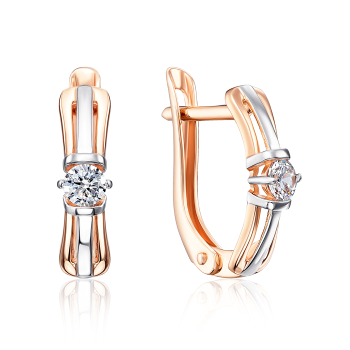 Золотые серьги с фианитами. Артикул 22247/08/1/28