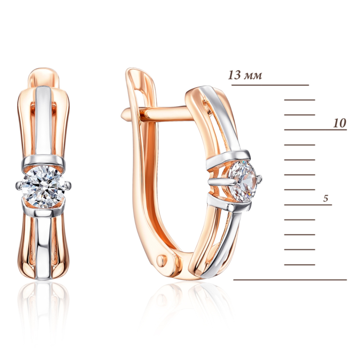 Золотые серьги с фианитами. Артикул 22247/08/1/28