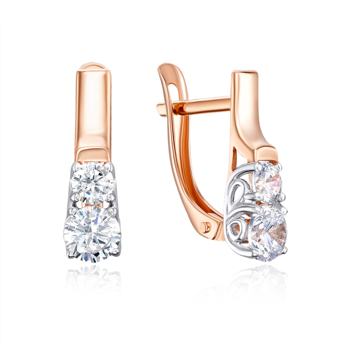 Золотые серьги с фианитами. Артикул 22248/01/1/59