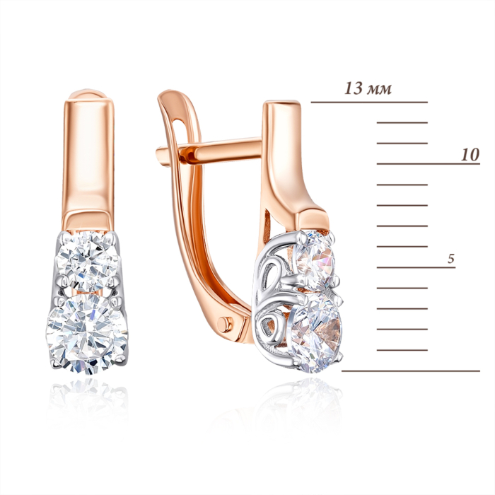 Золотые серьги с фианитами. Артикул 22248/01/1/59