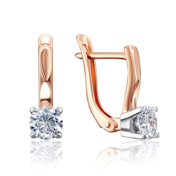 Золоті сережки з фіанітами. Артикул 22269/01/1/22