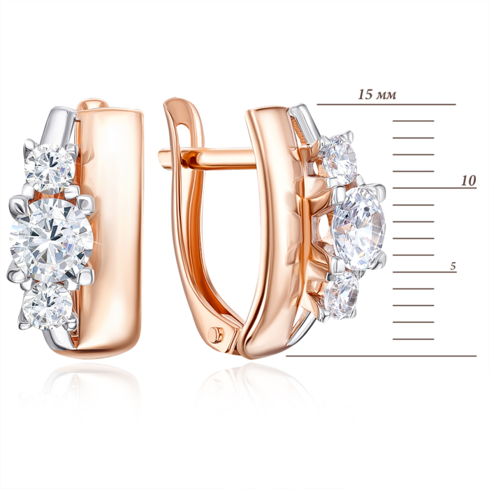 Золоті сережки з фіанітами. Артикул 22276/01/1/529