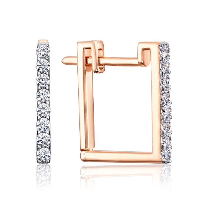 Золотые серьги с фианитами. Артикул 22277/01/1/46