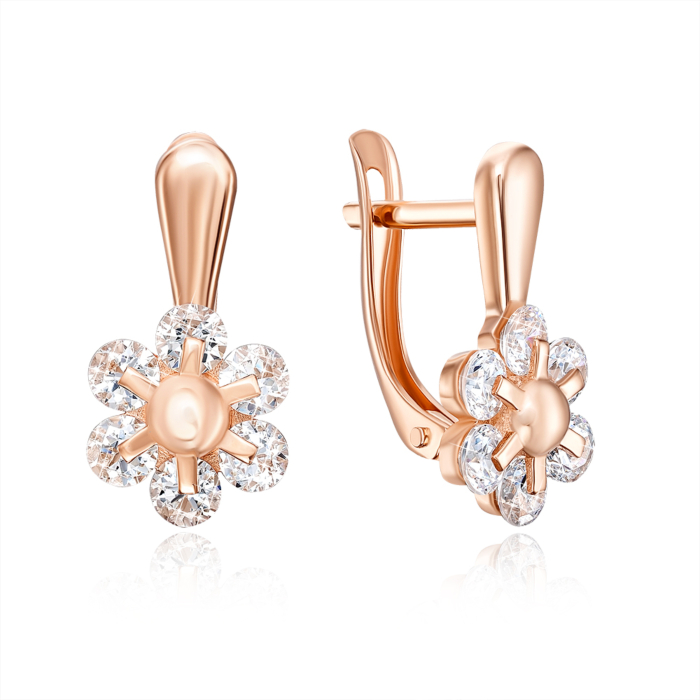 Золотые серьги с фианитами. Артикул 22278/01/0/171