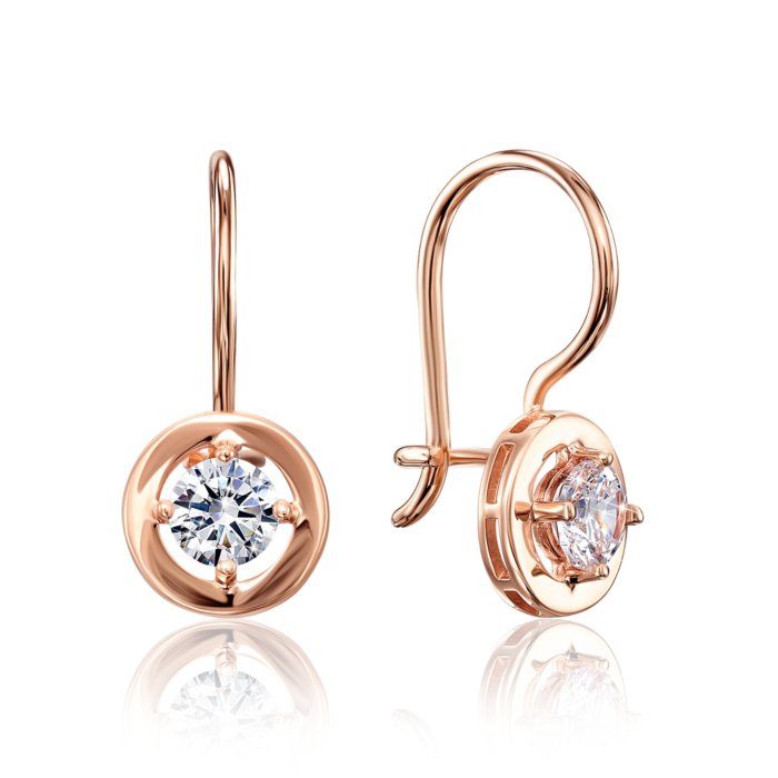 Золотые серьги с фианитами. Артикул 22283/01/0/29