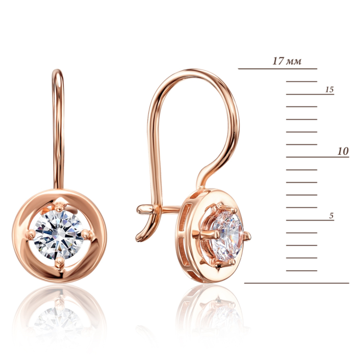 Золотые серьги с фианитами. Артикул 22283/01/0/29