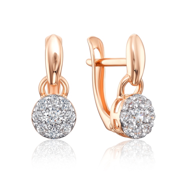 Золоті сережки з фіанітами. Артикул 22311/01/1/752