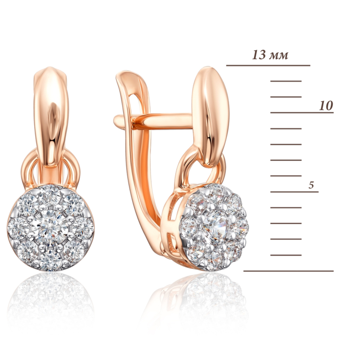 Золоті сережки з фіанітами. Артикул 22311/01/1/752