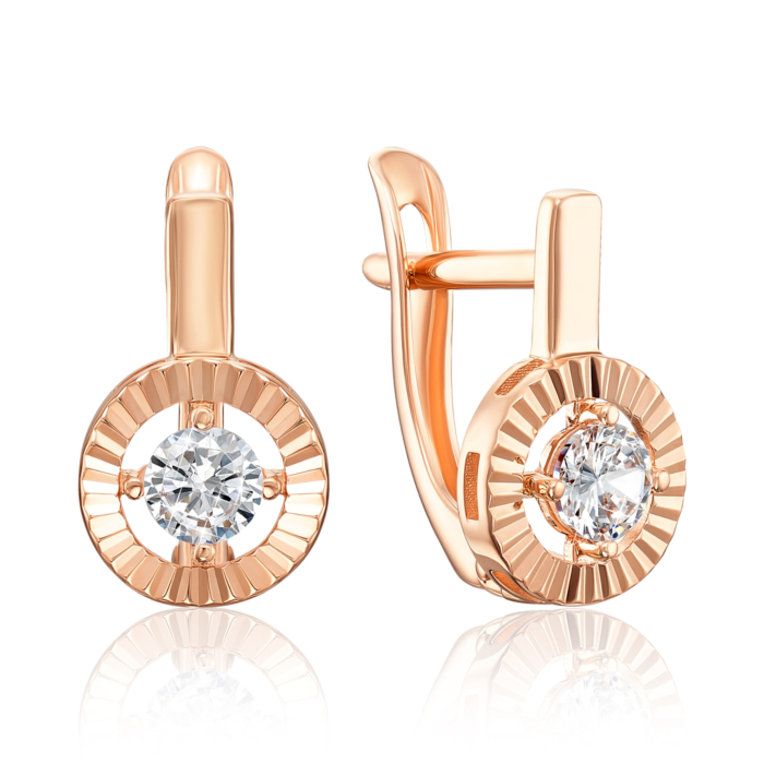 Золоті сережки з фіанітами. Артикул 22312/01/2/53