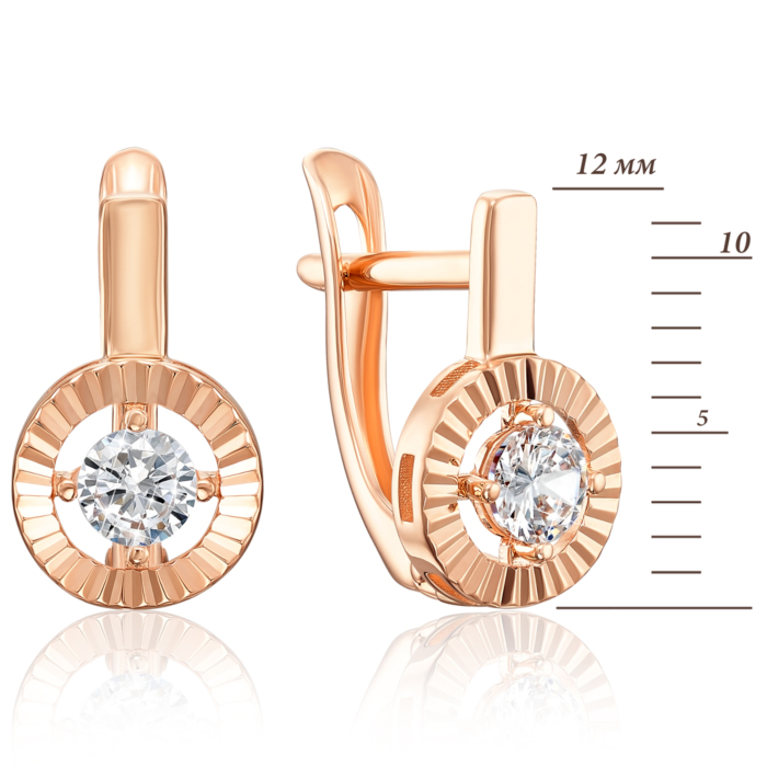Золоті сережки з фіанітами. Артикул 22312/01/2/53