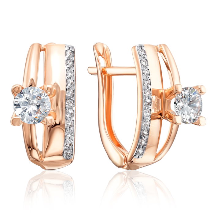 Золотые серьги с фианитами. Артикул 22313/01/1/145