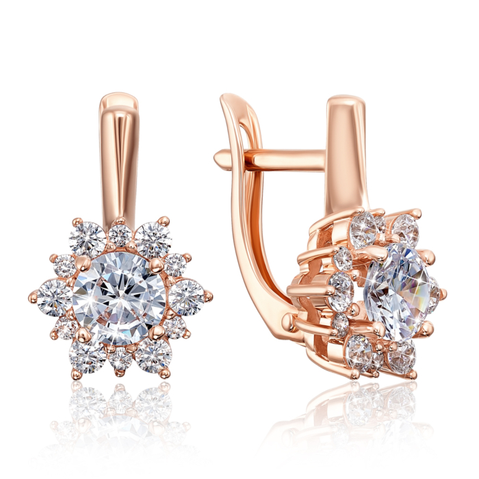 Золотые серьги с фианитами. Артикул 22314/01/0/3018