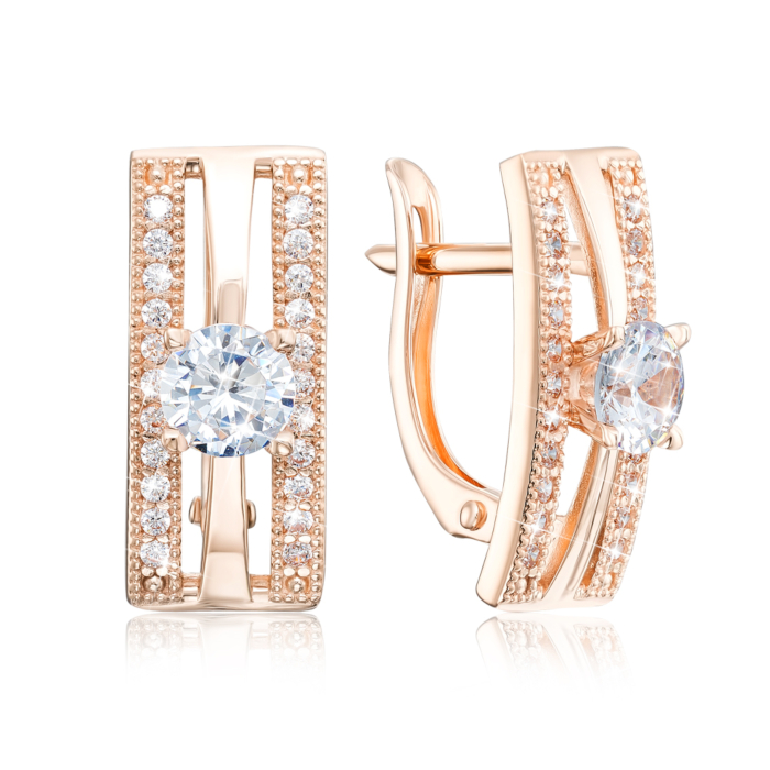 Золоті сережки з фіанітами. Артикул 22333/01/0/26