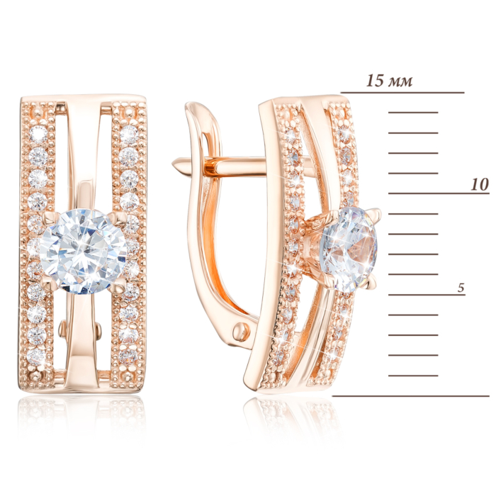 Золоті сережки з фіанітами. Артикул 22333/01/0/26