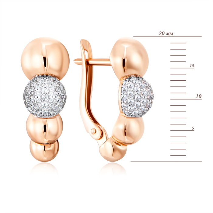 Золоті сережки з фіанітами. Артикул 22381/01/1/1