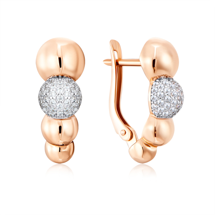 Золоті сережки з фіанітами. Артикул 22381/01/1/1