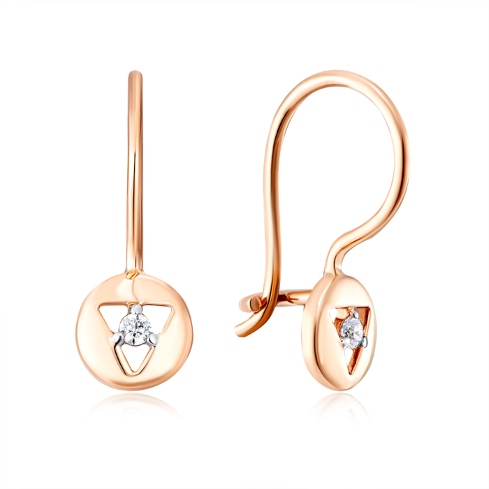 Золоті сережки з фіанітами. Артикул 22388/01/1/3