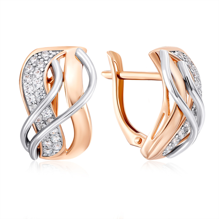 Золотые серьги с фианитами. Артикул 22423/01/1/13