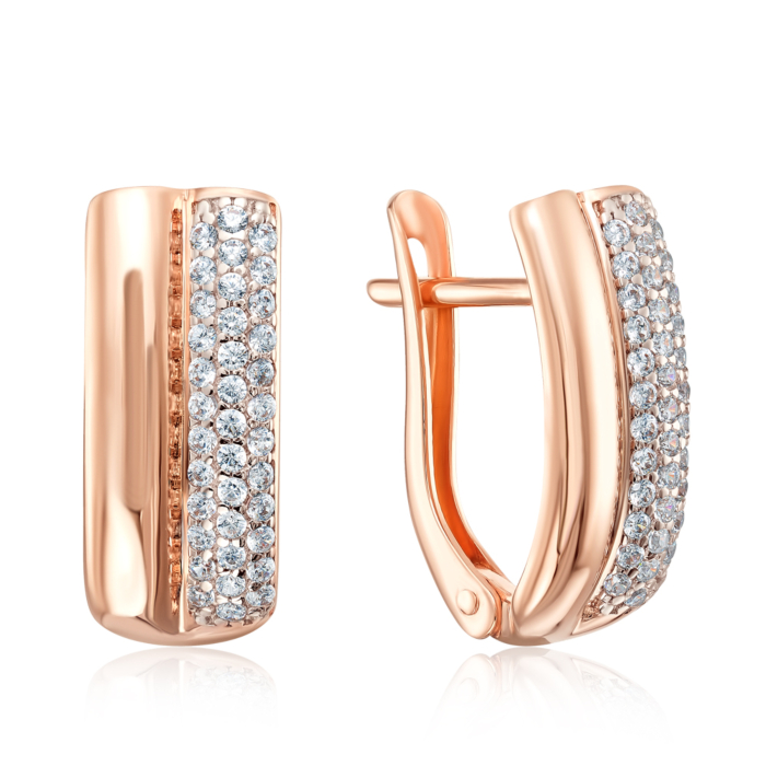 Золоті сережки з фіанітами. Артикул 22503/01/1/1