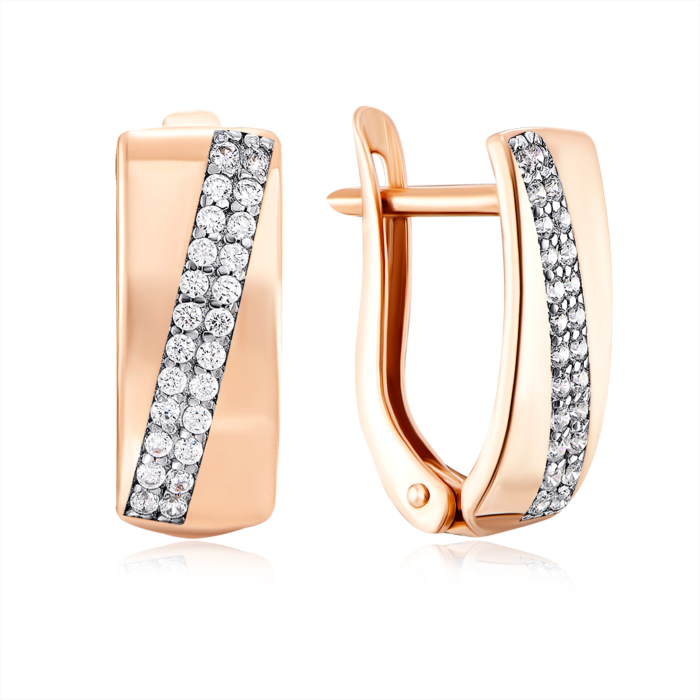 Золоті сережки з фіанітами. Артикул 22550/01/1/1