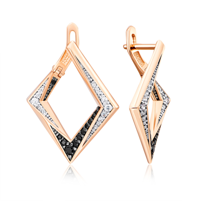 Золоті сережки з фіанітами. Артикул 22561/01/1/3446