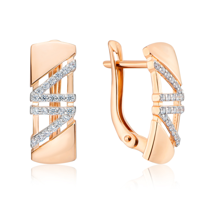 Золоті сережки з фіанітами. Артикул 22592/01/1/1