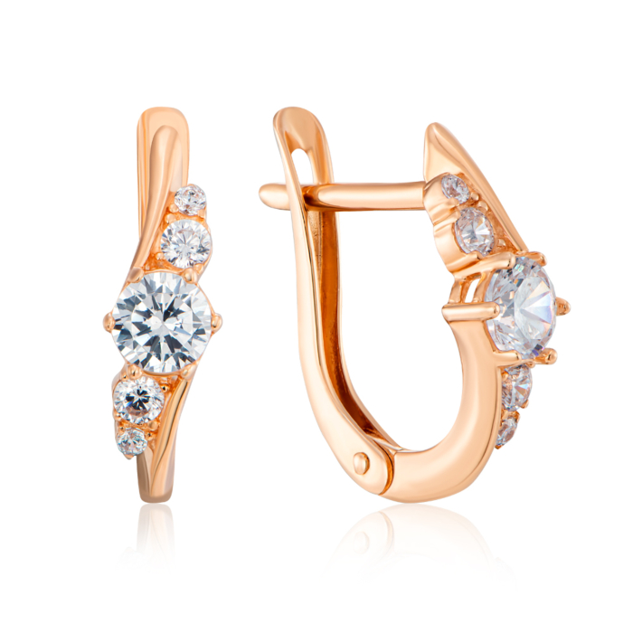 Золоті сережки з фіанітами. Артикул 22594/01/0/3582