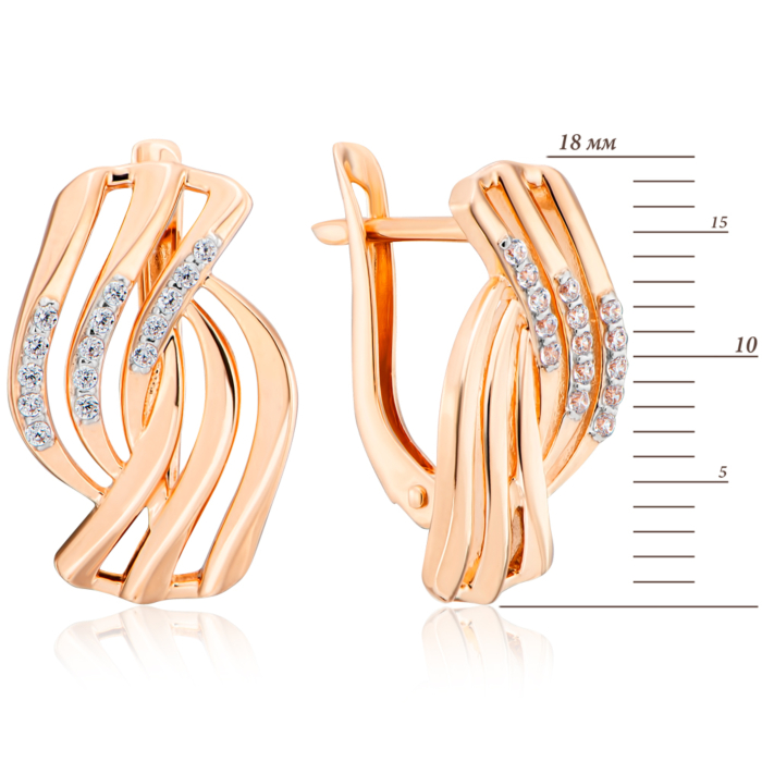 Золотые серьги с фианитами. Артикул 22601/01/1/1