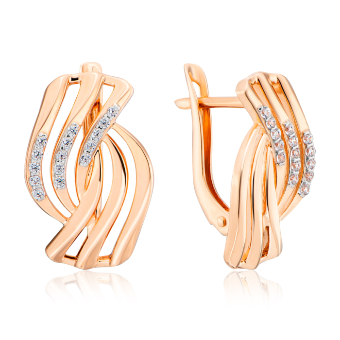 Золотые серьги с фианитами. Артикул 22601/01/1/1