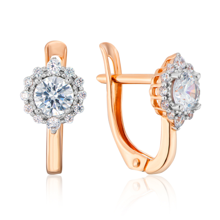 Золоті сережки з фіанітами. Артикул 22603/01/1/179