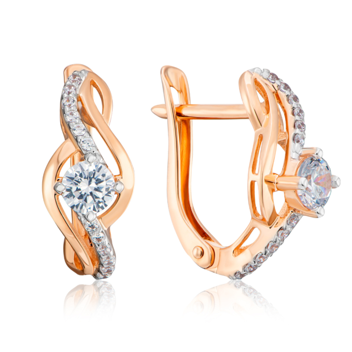 Золотые серьги с фианитами. Артикул 22605/01/1/26