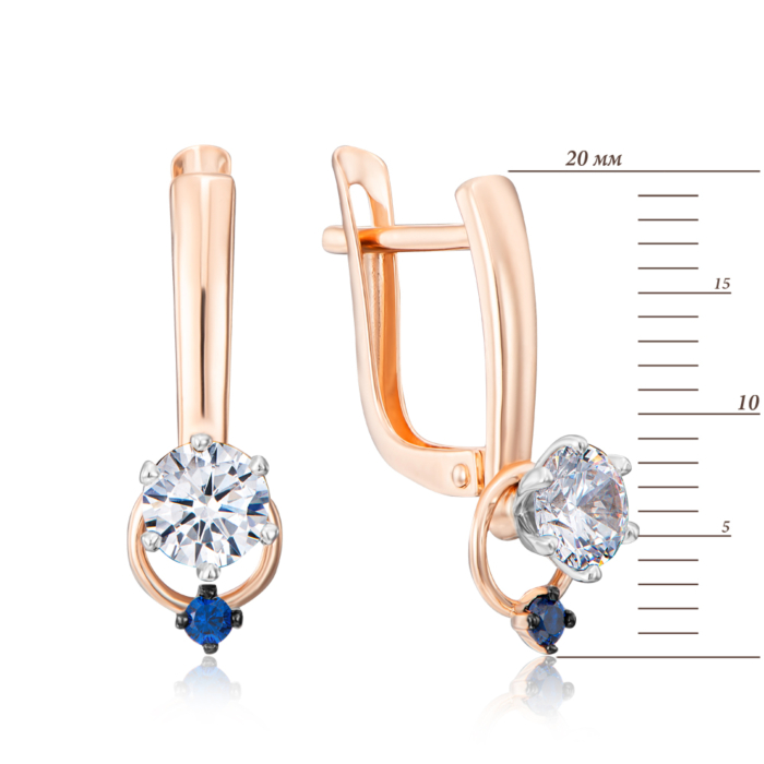 Золотые серьги с фианитами. Артикул 22636/01/1/3415