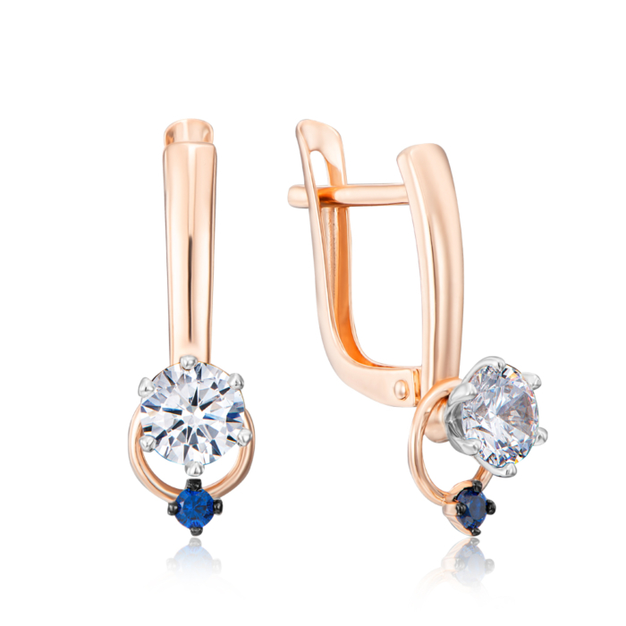 Золотые серьги с фианитами. Артикул 22636/01/1/3415