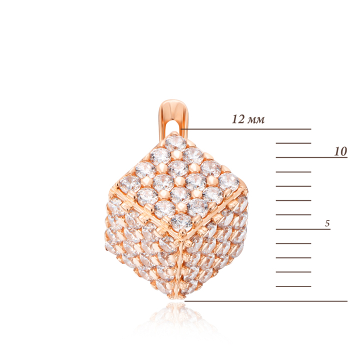 Золотые серьги с фианитами. Артикул 22653/01/0/3