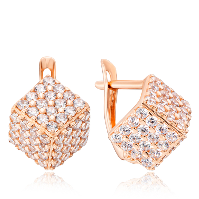 Золотые серьги с фианитами. Артикул 22653/01/0/3