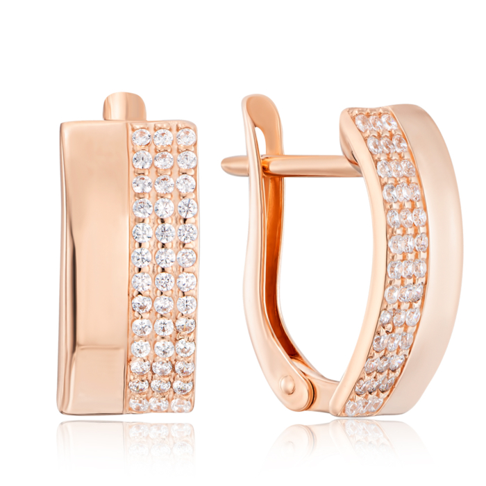 Золоті сережки з фіанітами. Артикул 22656/01/0/1