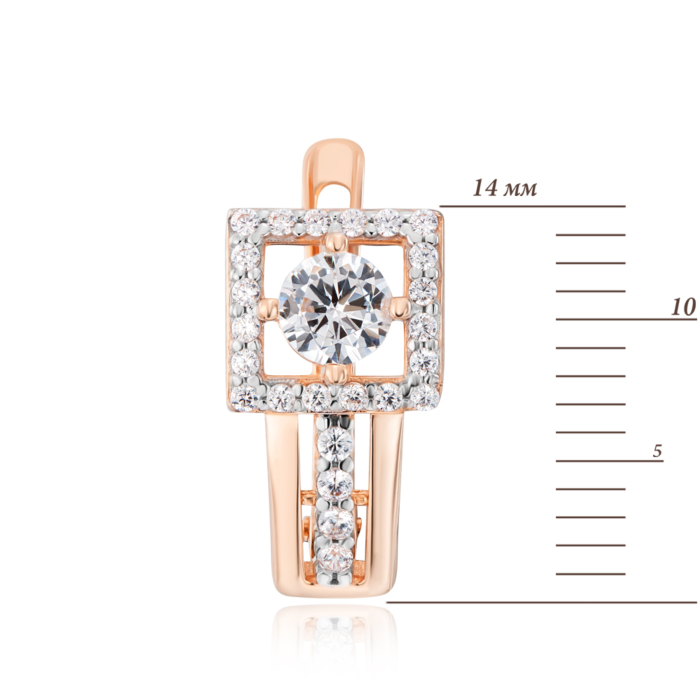 Золоті сережки з фіанітами. Артикул 22657/01/1/158