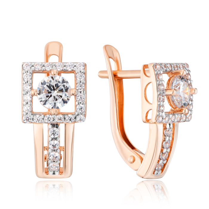 Золоті сережки з фіанітами. Артикул 22657/01/1/158