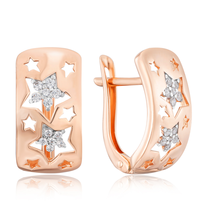 Золотые серьги с фианитами. Артикул 22658/01/1/1081