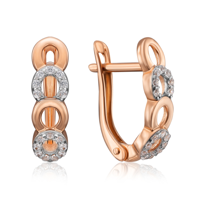 Золотые серьги с фианитами. Артикул 22690/01/1/1