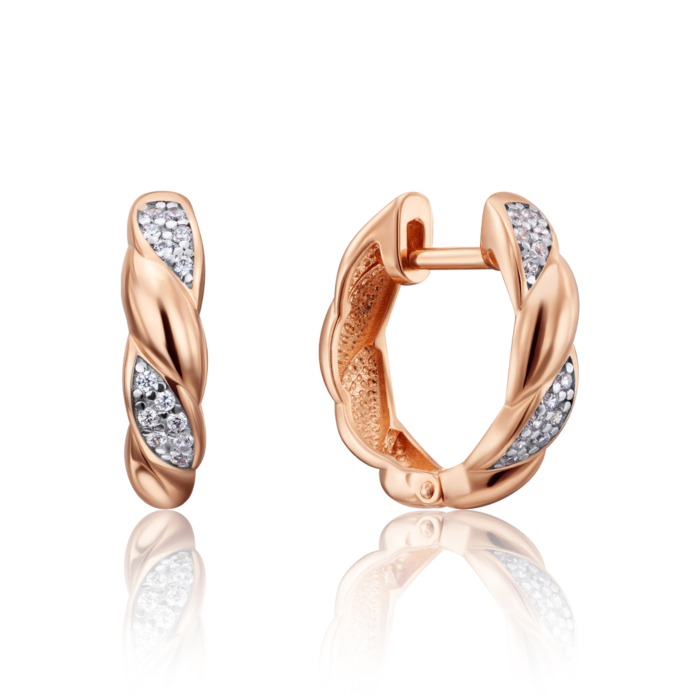 Золотые серьги с фианитами. Артикул 22706/01/1/1