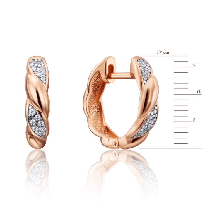 Золотые серьги с фианитами. Артикул 22706/01/1/1