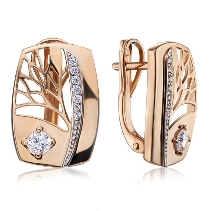 Золотые серьги с фианитами. Артикул 22718/01/1/39